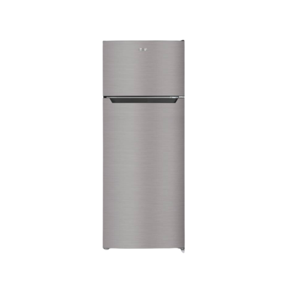 MIKA Fridge, 211L, 2 Door Top Mount Freezer Defrost (Direct Cool), Line Silver Dark