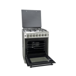 MIKA Standing Cooker, 60cm x 60cm, 4 Gas Pool Jet Burners (1 Wok), FLAME FAILURE SAFETY, Button Ignition, 10 Function Electric Oven (Air Fry+Convection Fan),Rotisserie, Half Inox