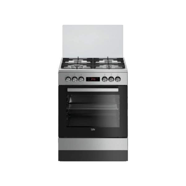 BEKO Standing Cooker, 60cm X 60cm, 4 Gas Burner(1 Wok) , Silver