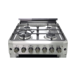 MIKA Standing Cooker, 60cm x 60cm, 4 Gas Pool Jet Burners (1 Wok), FLAME FAILURE SAFETY, Button Ignition, 10 Function Electric Oven (Air Fry+Convection Fan),Rotisserie, Half Inox