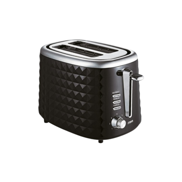 MIKA Toaster, 2 Slice, Black With Chrome Décor