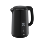 MIKA Kettle, 1.5L, Digital Double Wall, 360º Cordless, Concealed Element, Black