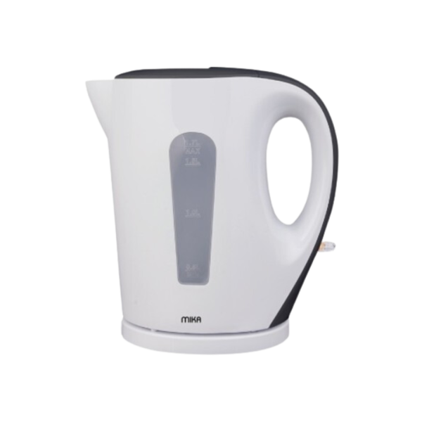 MIKA Kettle, 1.7L, Plastic, Cordless, Open Element, Cream White & Black