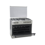 MIKA Standing Cooker, 90cm x 60cm, 5 Gas Pool Jet Burners (2 Wok), FLAME FAILURE SAFETY, Auto Ignition, 10 Function Full 90cm Electric Oven (Air Fry+Convection Fan), Rotisserie, Half Inox