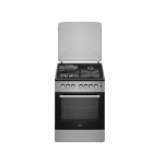 MIKA Standing Cooker, 60cm x 60cm, 3 Gas Pool Jet Burners + 1 RAPID Hot Plate, Button Ignition, 3 Function Electric Oven, Black Hob, Silver Body