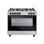 BEKO Standing Cooker, 90cm X 60cm, 4 Gas Burner + 1 Wok, Electric Oven, Silver