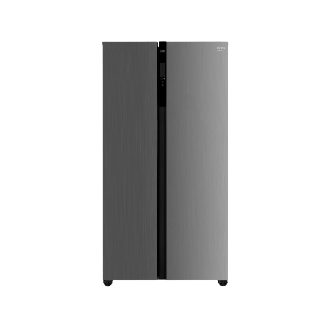 BEKO Fridge, 429L, 2 Door Side By Side No Frost (Frost Free), Pet Inox