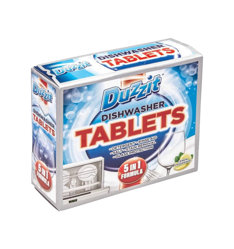 DUZZIT Dishwasher Cleaning Tablets 5 In 1 Formulae, Lemon Fragrance