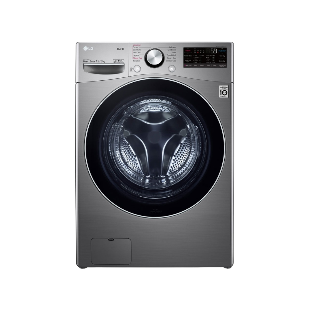 LG Washing Machine, 15/8Kg, Washer & Dryer Combo, Fully Automatic, Front Load, Silver