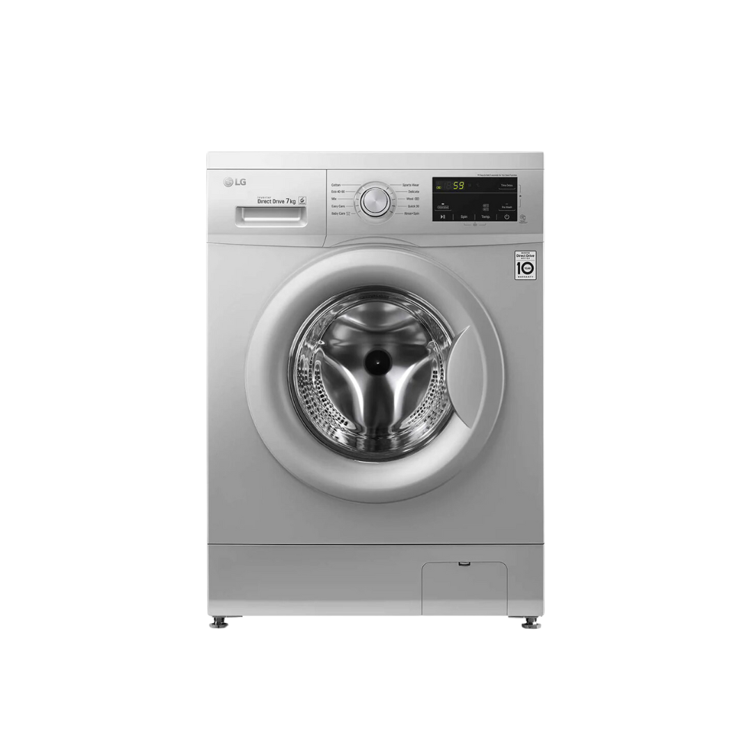 LG Washing Machine, 7Kg, Full Auto Front Load Wash Only, Silver