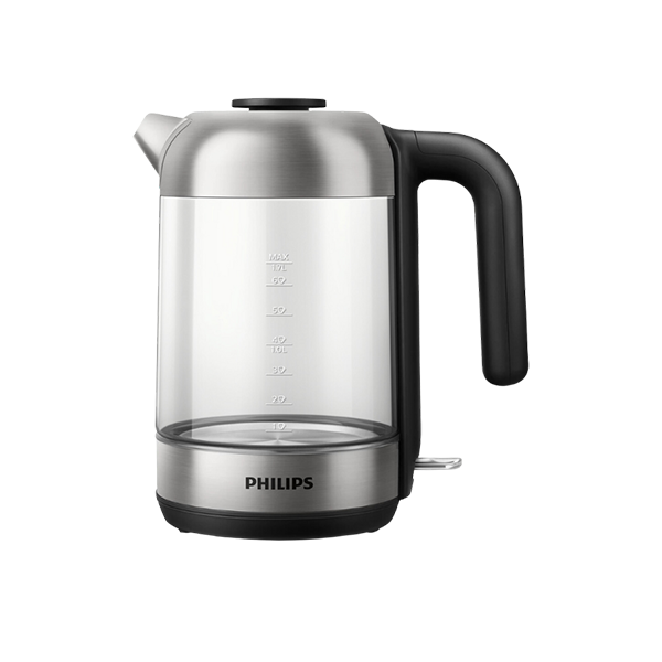 PHILIPS Kettle, Stainless Steel, 1.7L, Cordless, Black and Silver