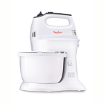 MOULINEX Hand Mixer, 300W, 5 Speed with Turbo, Dough Hooks, White