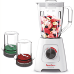 MOULINEX Table Top Blender, 2.0L, 3 in 1, with Grinder & Chopper, 600W, White